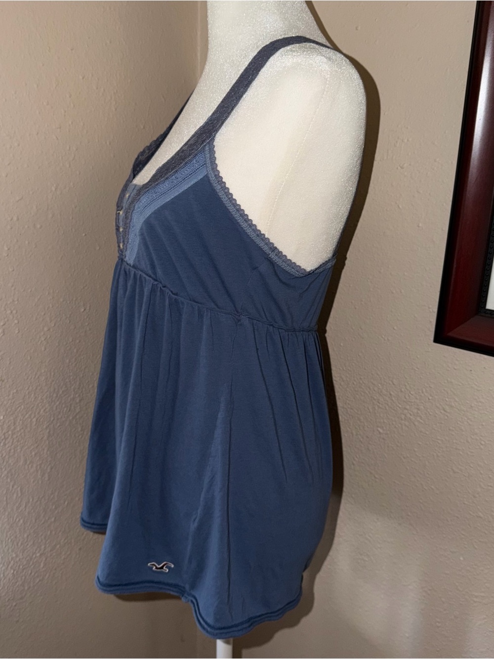 Vintage Y2K Hollister 2000s Lace Trim Babydoll Tank Top - Picture 4 of 6